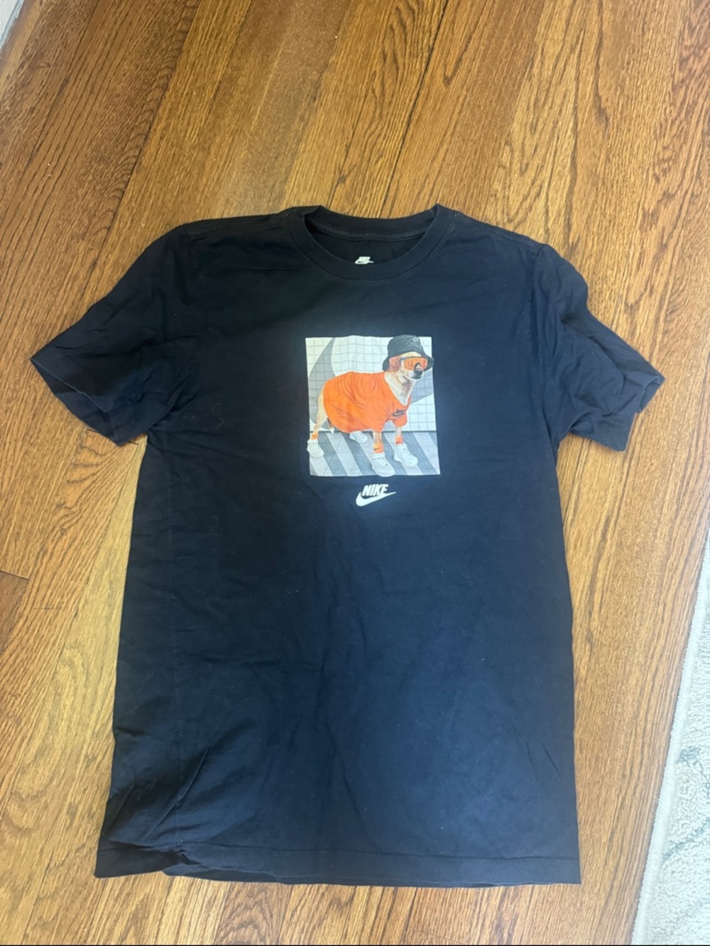 Nike Men’s Black Tee with Orange Dog Graphic